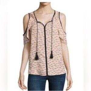 Libby Edelman Cold Shoulder Dragon Fly Shirt Large